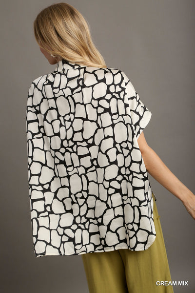 upscale energy button down top | cream mix