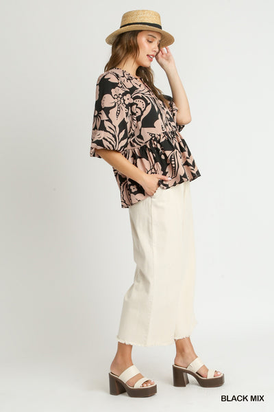 timeless treasure floral top | black mix