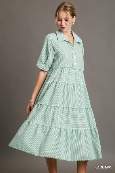 looking my way striped midi dress | jade