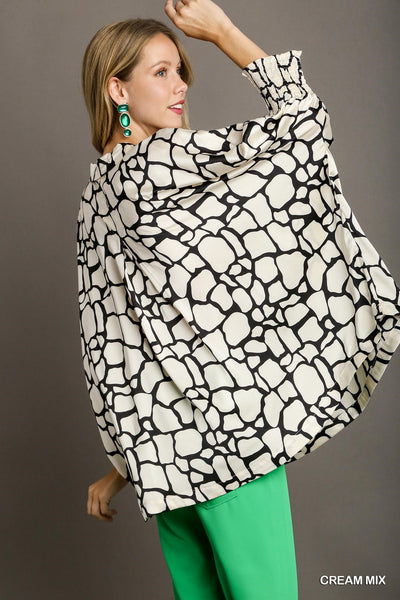 tailored chic oversized satin top | cream mix