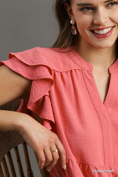 made to believe tiered midi dress | coral pink