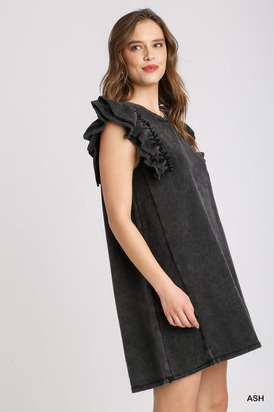bad habit mineral wash french terry dress | ash black
