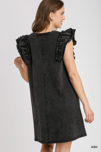 bad habit mineral wash french terry dress | ash black