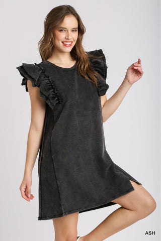 bad habit mineral wash french terry dress | ash black