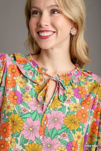 art of living floral baby doll top | pink mix