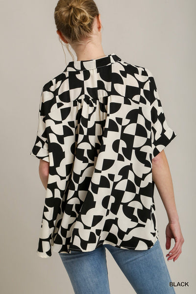 midnight oasis abstract top | black + white
