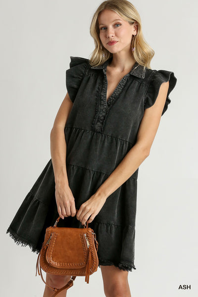 untamed spirit french terry dress | ash black