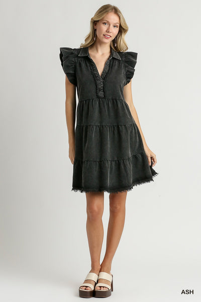 untamed spirit french terry dress | ash black