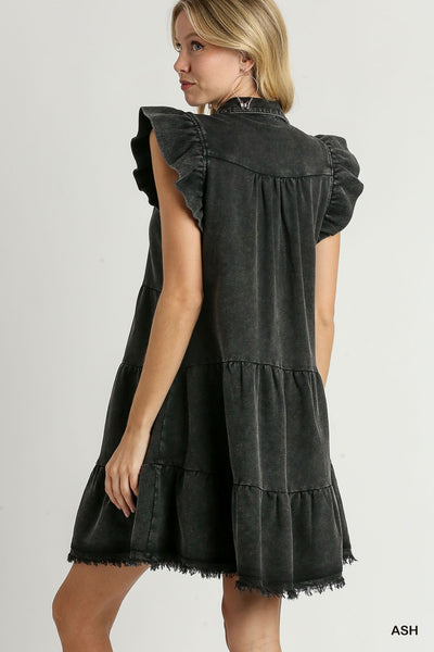 untamed spirit french terry dress | ash black