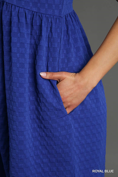 elevated decisions jacquard babydoll dress | royal blue