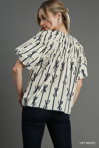 pretty whimsy bow top | off white