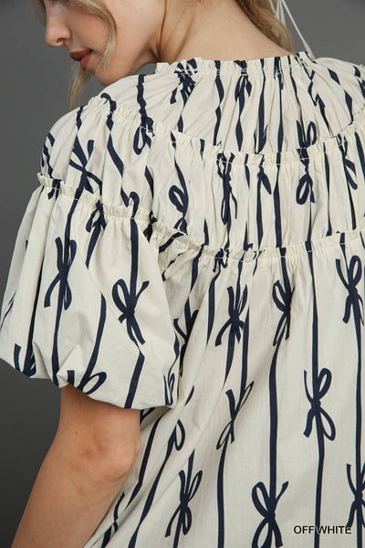 pretty whimsy bow top | off white