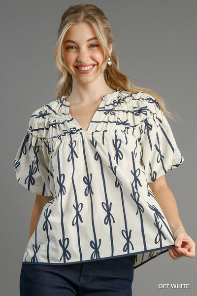 pretty whimsy bow top | off white