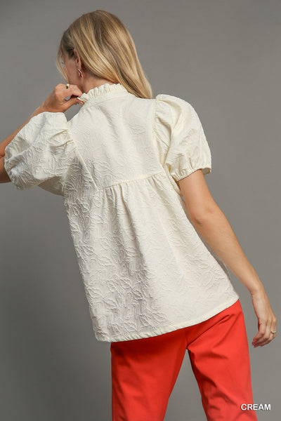 blooming hope jacquard floral top | cream