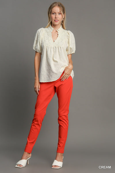 blooming hope jacquard floral top | cream