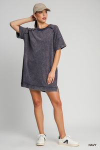 iconic comfort washed french terry dress | navy