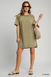 iconic comfort washed french terry dress | olive