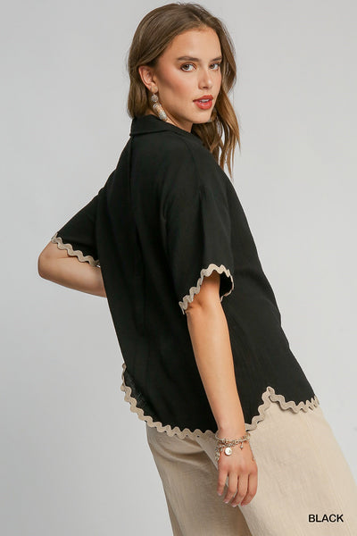 perfect pace ricrac trim top | black