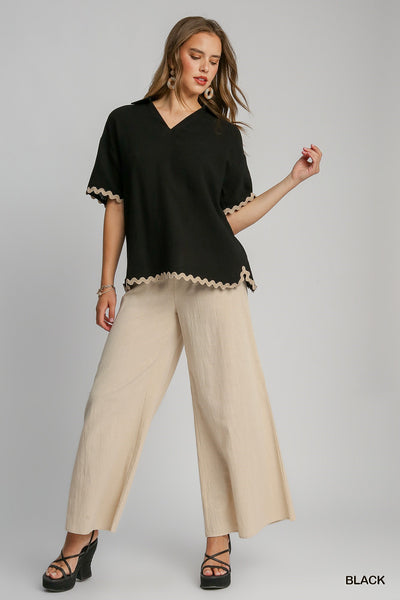 perfect pace ricrac trim top | black