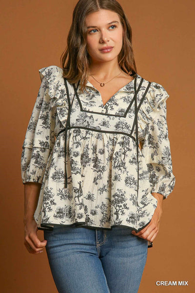 all spruced up babydoll top | cream mix