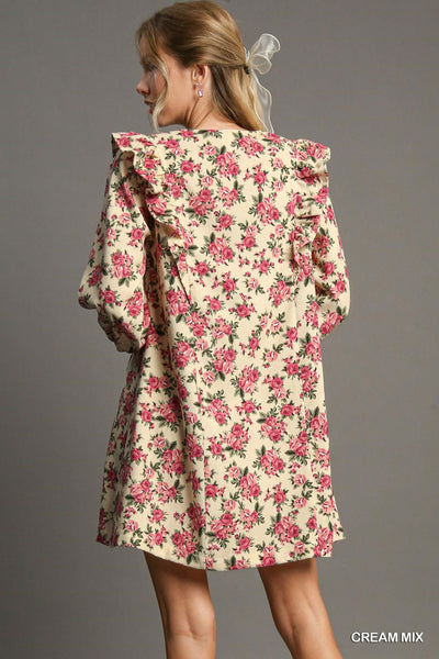 sweet harmony floral corduroy dress | cream mix