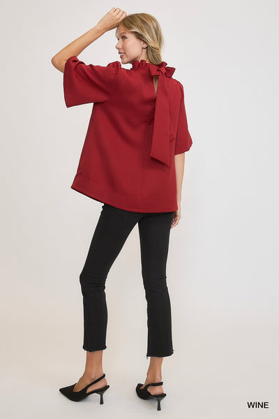 totally smitten back bow tie top | wine