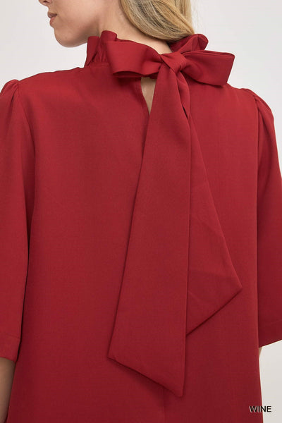 totally smitten back bow tie top | wine