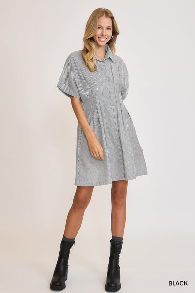 cause a commotion striped dress | black