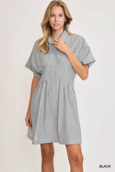 cause a commotion striped dress | black
