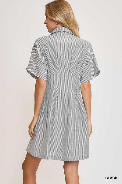 cause a commotion striped dress | black