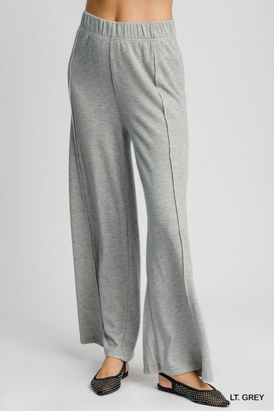 always relevant soft knit wide leg pants | light grey