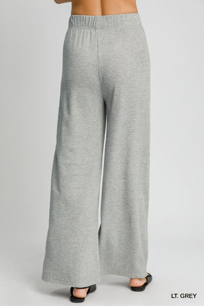 always relevant soft knit wide leg pants | light grey