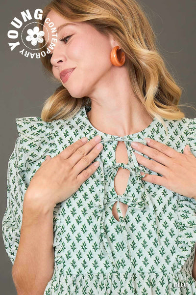 eternal bloom abstract tie top | blue