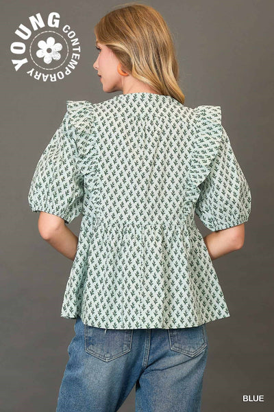 eternal bloom abstract tie top | blue