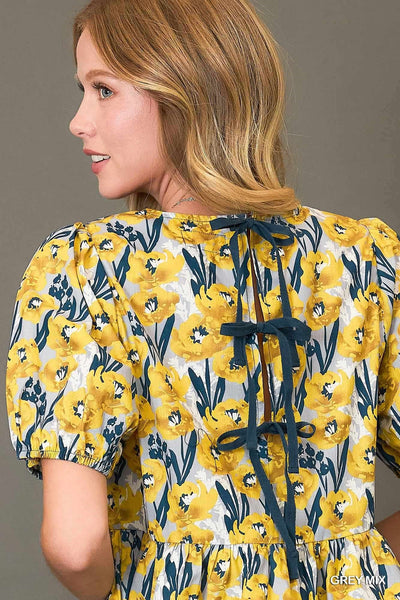 by surprise floral peplum top | grey mix