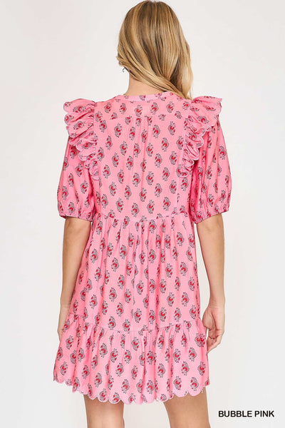 keep it authentic abstract mini dress | bubble pink