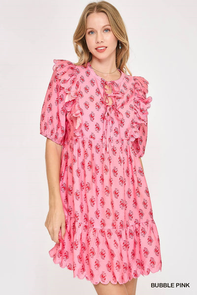 keep it authentic abstract mini dress | bubble pink
