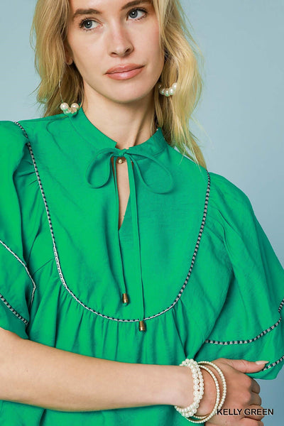 too sweet to me bubble sleeve top | kelly green