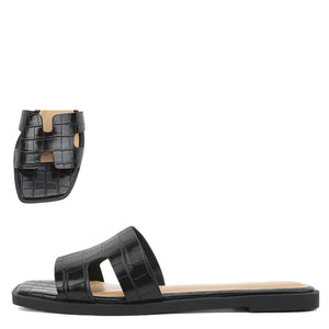 knit sandals | black croco