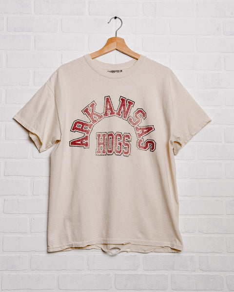 razorbacks mega arch thrifted tee | off white