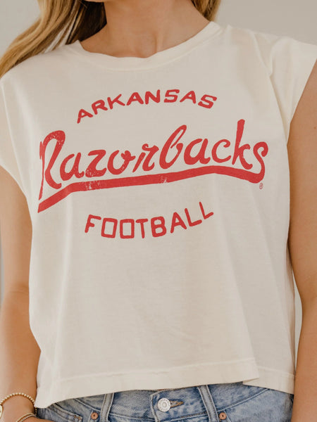 arkansas razorback football tank | off white