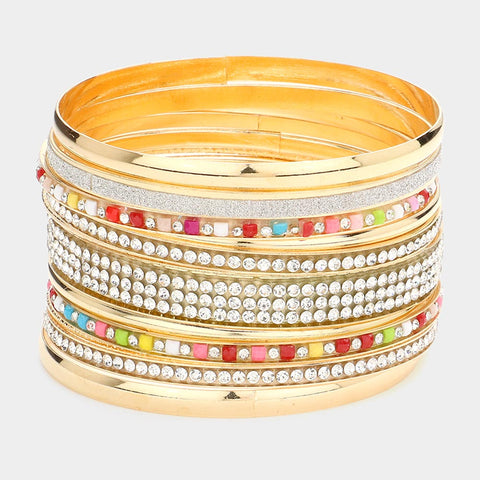 set/12 embellished bangles | gold