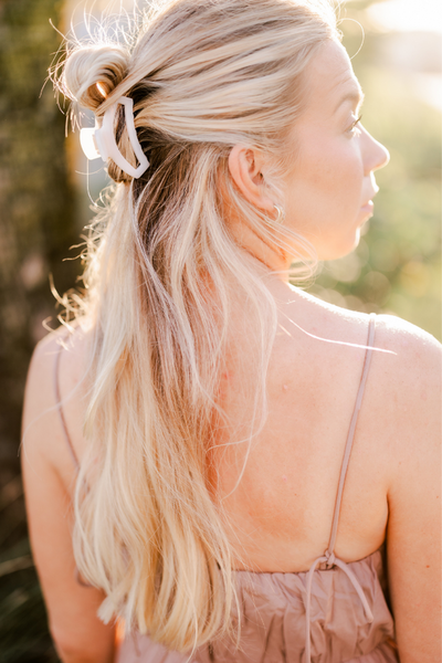 teleties open claw clip, small | coconut white