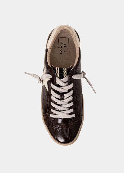 shu shop paula sneakers | brown croco