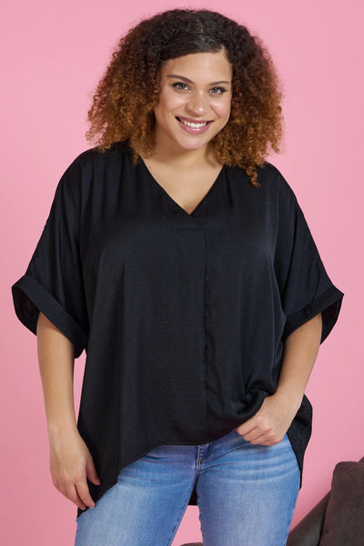 for the better top in curvy | black
