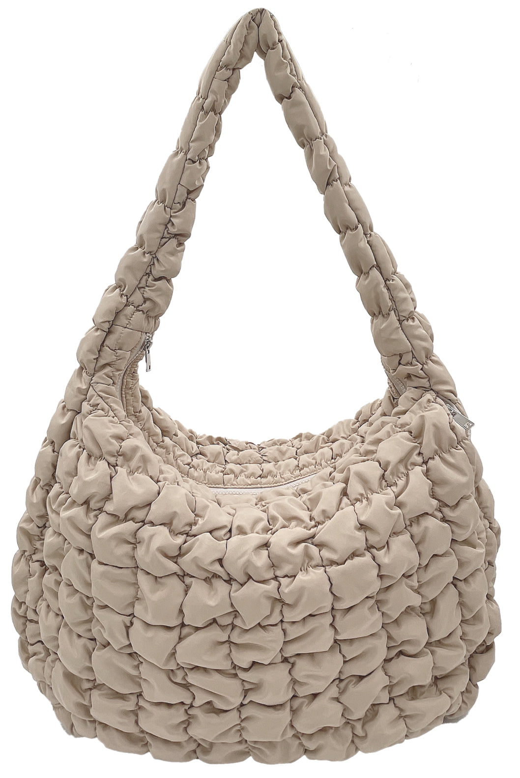 large quilted puffer tote | beige