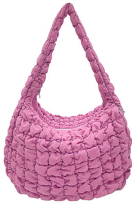 large quilted puffer tote | bubblegum pink