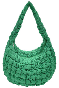 large quilted puffer tote | kelly green