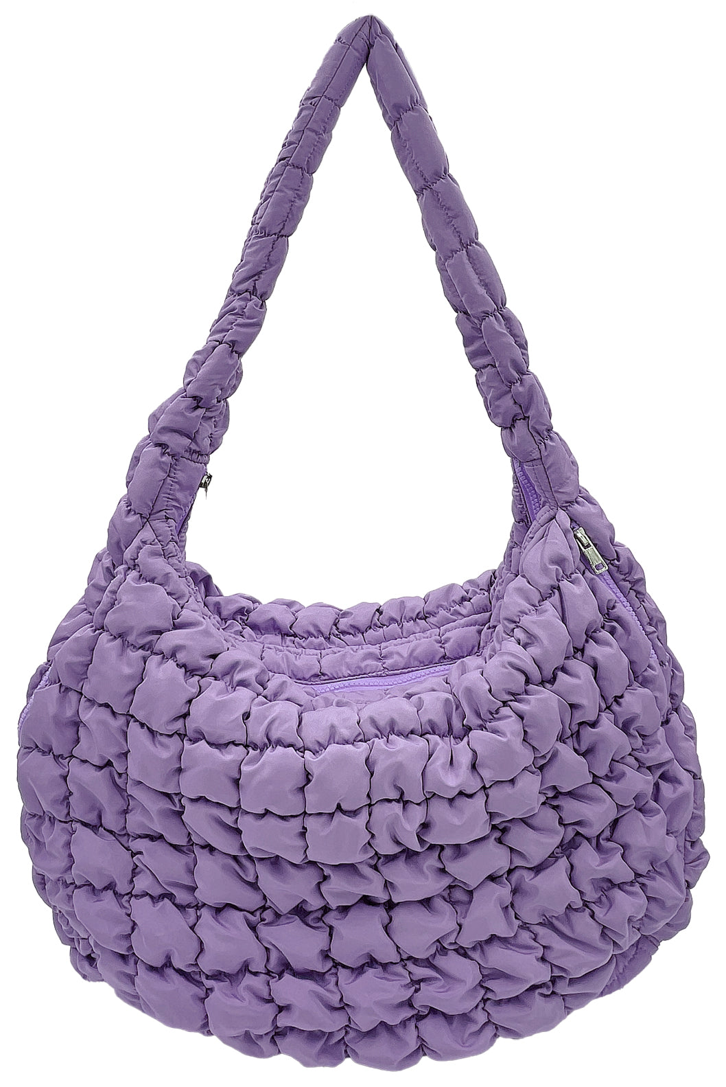 large quilted puffer tote | lavender