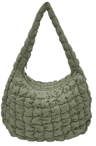 large quilted puffer tote | sage